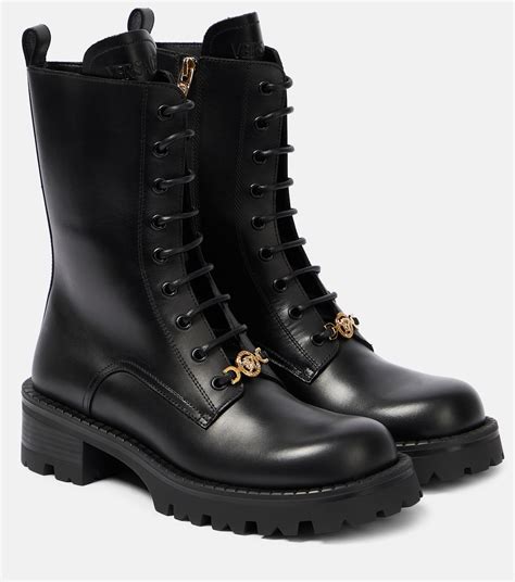 versace platform lace-up boots women rubber leather size 8|Versace medusa boots.